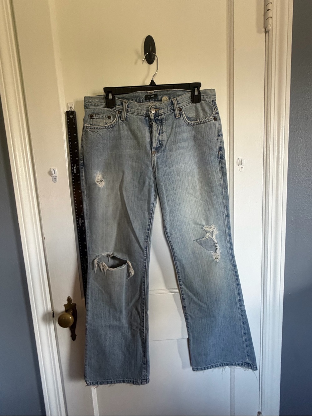 J. Crew Light Blue Distressed Wide-Leg Jeans